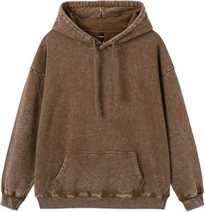 เสื้อฮู้ดผู้ชายขนาดใหญ่พิเศษแบบมีฮู้ดสำหรับผู้ชายเสื้อแนวสตรีทหนาสีเรียบเรียบไม่เป็นกรด - Product Image 1