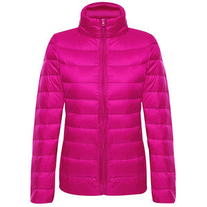 Chaqueta acolchada para mujer de invierno 2025, transpirable con tela de algodón jersey de rojo sólido logotipo personalizado, chaqueta de burbujas con cremallera de talla grande - Product Image 3