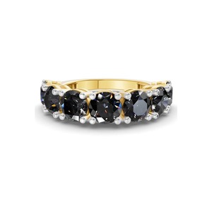 Bague ronde noire raffinée en or massif 14 carats avec diamant de laboratoire de 1,00 carat (tw) couleur noire, clarté VS, 7 diamants, contraste audacieux et spectaculaire - Product Image 3