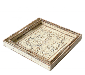 Top Sale Elegant <b>Round</b> Placemats Inlaid with Mother of Pearl OEM Variety of Designs Decorative Dishes Plates Serving <b>Trays</b> - Product Image 5