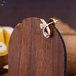 0.58 TDW Round Cut Diamond Yellow Gold Earring by Labstone Stunning Diamond Earring EF-VS <b>Colour</b> - Product Image 3