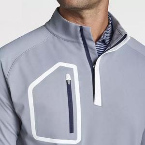 Logo personnalisé vêtements de golf de haute qualité hommes demi-quart 1/4 Zip Neck Pullover Sweat avec poches Half Zip Sweatshirt - Product Image 3