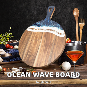 Tabla de Cortar de Madera de Acacia Natural Hecha a Mano con Mango, Tabla de Cortar de Madera para Uso en la Cocina, Tabla de Quesos Decorativa - Product Image 5