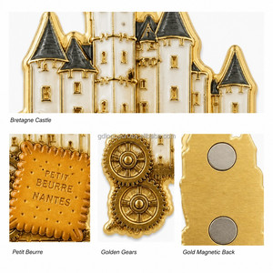 Imán de nevera personalizado de fábrica, Nantes, Francia, regalo de viaje, chapado en oro, esmaltado, recuerdo del Château <span class=keywords><strong>Petit</strong></span> Beurre para mayoristas - Product Image 2