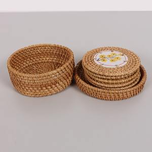 Dinnerware <b>Rattan</b> Coasters With Custom logo Printed Ceramic Wholesale <b>Table</b> Dinner Serving coaster Sets - Product Image 4