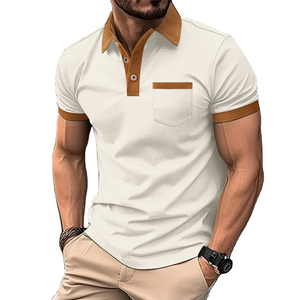 Plus Size Men's Knitted Printed Polyester/Cotton Fleece Short Sleeve Button-Up Shirts Trendy Casual Breathable - Product Image 1