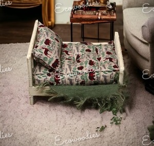 Pasgeboren Fotografie Bed Pasgeboren Fotografie Rekwisieten Hout Gekleed Blokhut Twijg Bed Poppenhuis Miniatuur Fotografie Accessoires