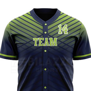 Nueva llegada Ropa deportiva Nombre del equipo personalizado Impreso 100% Tela de poliéster Mejor precio Botón de béisbol Jersey - Product Image 4