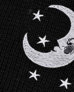 <b>Black</b> Embroidered Sun Moon Cropped Knit Sweater Women <b>Long</b> Flare <b>Sleeve</b> Boho Gothic Winter Fashion <b>Top</b> For Streetwear Party Wear - Product Image 2