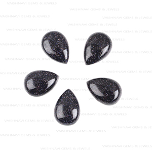 หินแซนด์สโตน cabochons สีฟ้าลูกแพร์เรียบ10X14มม. เครื่องประดับกาแลคซีสีฟ้าแบบหลวมทำอัญมณีควอตซ์ธรรมชาติ - Product Image 1