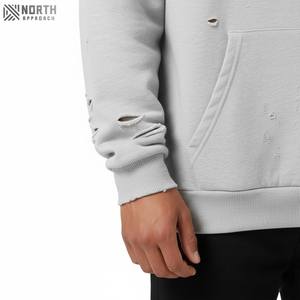 Best Arrival Solid Plain Color <b>Men</b> Distressed <b>Thermal</b> Hoodie Street Wear Best Design Good Quality Distressed Hoodie For <b>Men</b> - Product Image 3