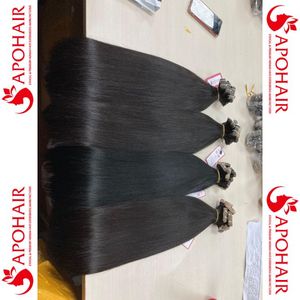 Extensiones de cabello humano remy Virgen sin procesar, de alta calidad, color natural, línea recta, sedosa - Product Image 2