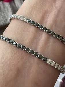 สร้อยข้อมือเทนนิสสุดหรูแบบคลาสสิกสีดำและสีขาว3.0มม. ได้รับการรับรองมอสซาไนต์สร้อยข้อมือสไตล์อินเทรนด์ - Product Image 4