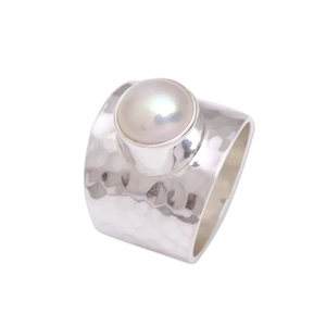 Anillo de cóctel de perlas de Plata de Ley 925 de Destino brillante, estilo bohemio, regalo de boda fino para él, ella, ideal para fiestas cristianas - Product Image 1