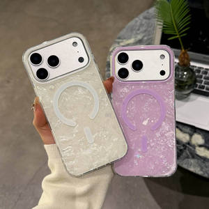 Coque de téléphone portable magnétique en TPU époxy à motif coquillage doré, style Ins, pour 14 Plus 13 Pro Max, antichoc, logo personnalisable - Product Image 6