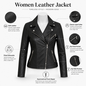 Chaqueta de Cuero Genuino Personalizada para Mujer, Estilo Casual, Construcción Premium, Ajuste Cómodo, Material Duradero, Ropa Exterior para Motociclistas - Product Image 6
