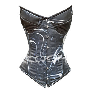 Corset à armatures imprimé marbre noir par sublimation numérique, style mode - Product Image 3