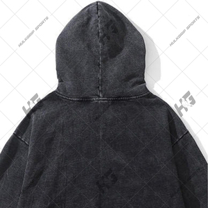 Sudadera con capucha lavada con ácido de ajuste regular personalizada al por mayor de alta calidad 100% de algodón vintage lavada Sudadera larga unisex bordada de invierno - Product Image 3