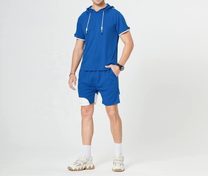 Survêtement de sport à capuche pour hommes, ensemble de sport, manches courtes, Jogging, combinaison d'été, - Product Image 5