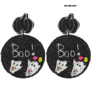 Boucles d'oreilles modernes faites à la main en coton brodé, motif floral botanique, bijoux en pétales de rose, forme ronde, cadeau de mariage - Product Image 5