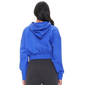 Top Tendance Solide Couleur Personnalisée avec Broderie Sublimation Impression Crop Top Hoodie pour les Femmes Prix de Gros Respirant - Product Image 3