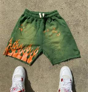 Pantalones cortos de sudor de lavado ácido de algodón 100% unisex sueltos con logotipo personalizado OEM para hombres - Product Image 2