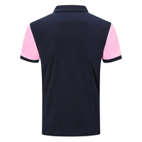 Polo pour homme 100% polyester personnalisé, couleur marine et rose, à blocs de couleur, manches courtes, coupe classique, décontracté, en coton tricoté