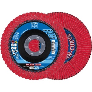Disque à lamelles POLIFAN CO SGP Curve Steelox 125 mm Grain 60 Inox/Acier M HORSE pour ponçage, lot de 10 - Product Image 1