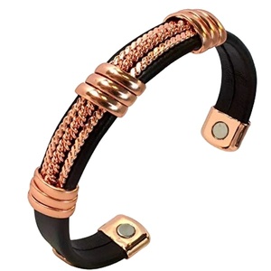 Pure Copper and Leatherette Motorcycle <b>Bracelet</b> for Men and Women Cool Magnetic Jewelry Accessories for a Z Crafts - Product Image 2