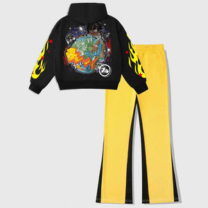 Lettre personnalisée impression et la figure hommes survêtement DTG impression sweat à capuche pantalon évasé décontracté 2 pièces ensemble - Product Image 2