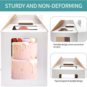 Cartón reciclable elevado plegable portátil pastel de cumpleaños galletas pastelería embalaje Ventana de cartón cajas duraderas para hornear seguras - Product Image 3