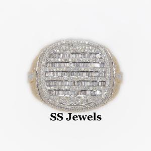 14K Gold Plated Men's <b>Moissanite</b> Diamond <b>Ring</b> Iced VVS 925 Silver Bustdown Channel Setting Hip Hop Style <b>Moissanite</b> <b>Ring</b> - Product Image 5