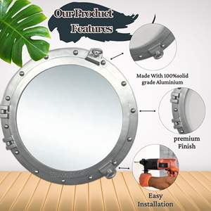 <b>Round</b> Porthole <b>Mirror</b> <b>Wall</b> Mount 36 Inch Diameter Made With Solid Aluminum Nautical <b>Mirror</b> - Product Image 3