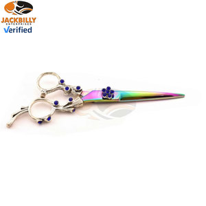 Multicolor Plasma Finish Stainless Steel <b>Left</b>-<b>Handed</b> Barber <b>Scissors</b> Silver Finish Fancy Design Handle Hair Salon Supplies - Product Image 3