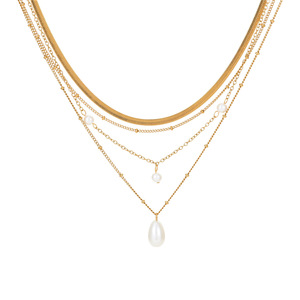 Elegante Conjunto <span class=keywords><strong>de</strong></span> Collares <span class=keywords><strong>de</strong></span> Perlas en Capas <span class=keywords><strong>de</strong></span> Acero Inoxidable Tono Dorado Estilo Bohemio para Mujer, Joyería <span class=keywords><strong>de</strong></span> Moda Bohemia <span class=keywords><strong>de</strong></span> Acero Inoxidable - Product Image 4