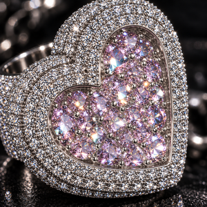 Bague Cœur Rose Personnalisée en Moissanite VVS Taille Ronde Certifiée GRA, Or 14K, Pavé Sertissage Halo, Style Hip Hop, Bijoux Fins pour Hommes - Product Image 2