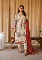 Nouvel arrivage de costume d'été pakistanais 3 pièces robe non cousue en tissu de pelouse en coton pour dames dédouanement d'été