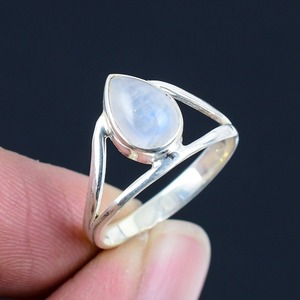 Boho Style 925 Sterling Silver Handmade Pear Cut Moonstone Gemstone Bezel Setting Rhodium Plated Wedding <b>Gift</b> for Women Party - Product Image 4