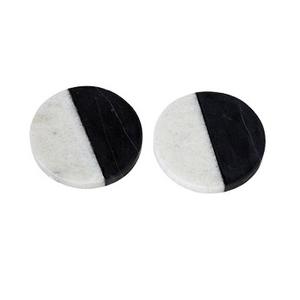 Dessous de verre ronds en marbre noir et blanc Ustensiles de cuisine Dessous de verre en pierre antidérapant résistant à la chaleur pour tapis et tampons de boissons - Product Image 1