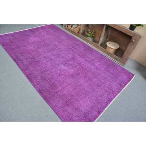 พรมตุรกีสไตล์วินเทจสีม่วง4.9x8ft แบบคลาสสิกขนแกะรูปสี่เหลี่ยมผืนผ้าพร้อมแผ่นรองยางสำหรับห้องนั่งเล่นหรือโถงทางเดิน - Product Image 4