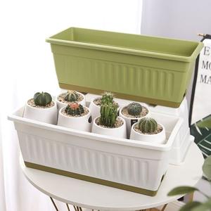 Jardinera de Balcón Estilo Nueva Holanda con Drenaje y Bandeja, Maceta Rectangular de Plástico para Fresas y Hierbas - Product Image 1