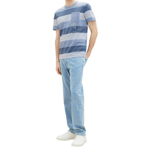 Camiseta de Hombre de Alta Calidad, Multicolor, a Rayas, Corte Regular, Cómoda, de Algodón Lujoso, Moderna, con Estampado Personalizado, Ligera - Product Image 3