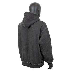 Sudadera con Capucha Negra Neutral Estilo Urbano, Costura Cruzada, Estampado Agrietado, Bordado 3D, Pintura a Base de Agua, Estilo Vintage - Product Image 2