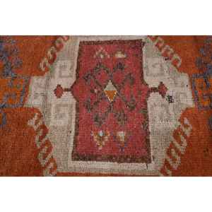 Vintage Orange & Brown <b>Turkish</b> <b>Rug</b> 32 X 99 ft Wool Viscose Patchwork Rectangle Design for Living Room or Bedroom for Teens - Product Image 5