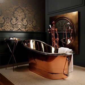 Baignoire autoportante en cuivre fabriquée à la main pour les salles de bain de style antique avec un charme rustique et une profondeur de trempage luxueuse - Product Image 2