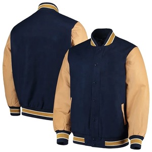 Écussons de broderie de baseball personnalisés blouson d'aviateur Patchwork Letterman Varsity Design en polyester coton mélangé col montant - Product Image 2