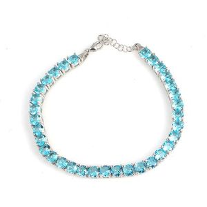 925 Sterling Silver Round <b>Bracelet</b> with <b>Aquamarine</b> Stone for Gift Occasions - Product Image 3