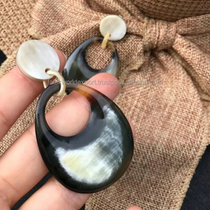 Pendientes de Cuerno de Buey de Moda de Lujo para Mujer, Juego de Pendientes de Cuerno Natural para Damas, Pendientes de Aro de Moda de Falak World Export - Product Image 2