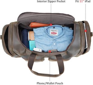 Elegante bolso de lona de cuero genuino con patrón de caramelo Vintage Unisex moda gancho Cierre de bucle gimnasio/deportes/viaje hombres mujeres dos delanteros - Product Image 6