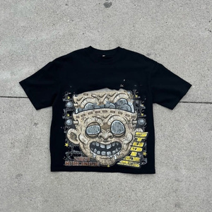 DTG personalizado peso pesado 300GSM algodón Vintage lavado ácido camiseta de gran tamaño fabricante para hombres impresión personalizada - Product Image 5